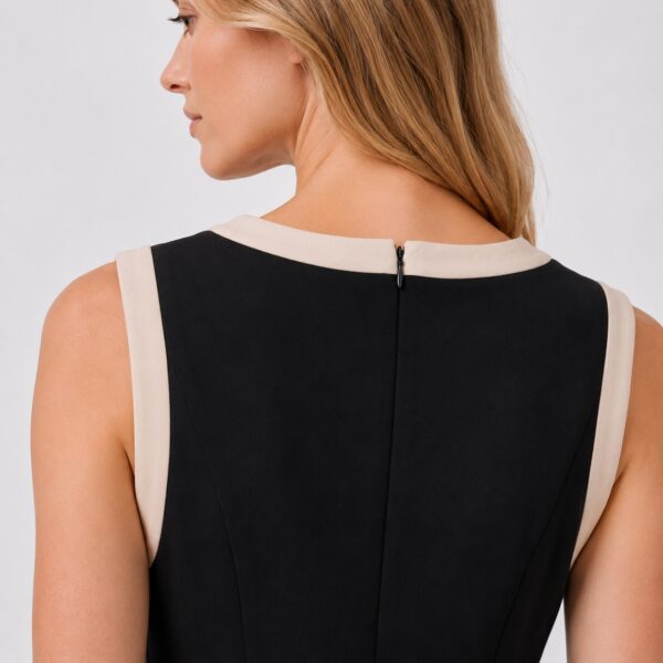 DKNY - Black-Beige Sleeveless Boat Neck Dress - Image 5