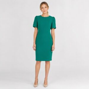 DKNY - Green Short Sleeve Back Zipper Dress