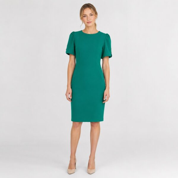 DKNY - Green Short Sleeve Back Zipper Dress - Image 1