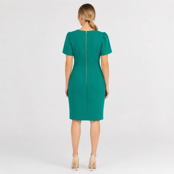 DKNY - Green Short Sleeve Back Zipper Dress - Image 2