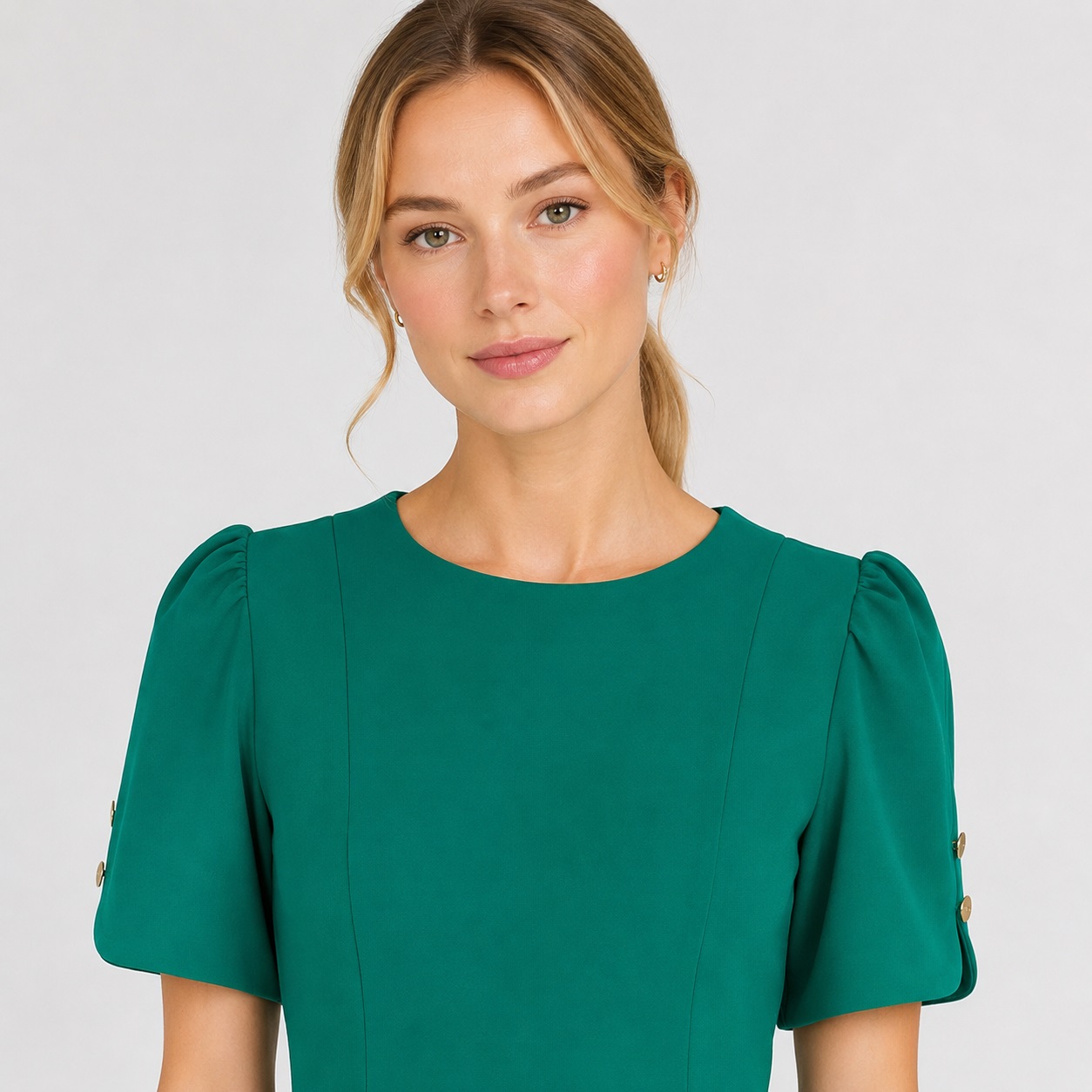 DKNY - Green Short Sleeve Back Zipper Dress - Image 3