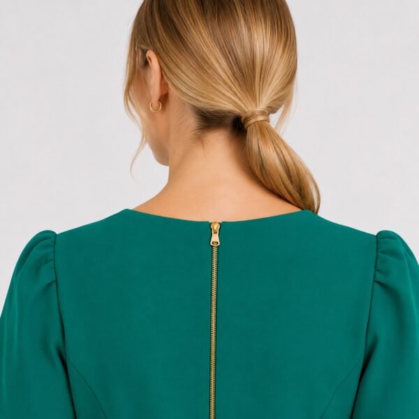 DKNY - Green Short Sleeve Back Zipper Dress - Image 4
