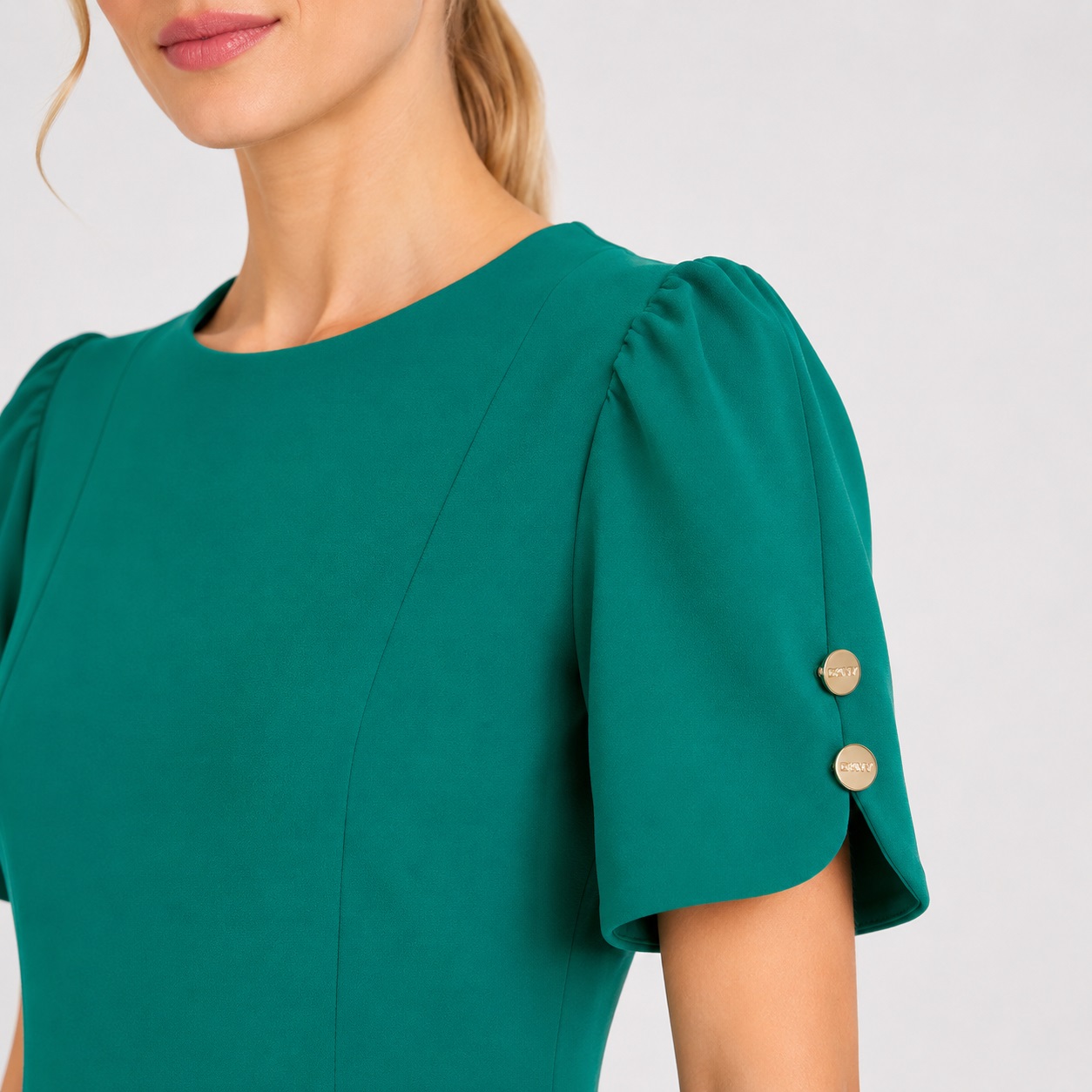 DKNY - Green Short Sleeve Back Zipper Dress - Image 5