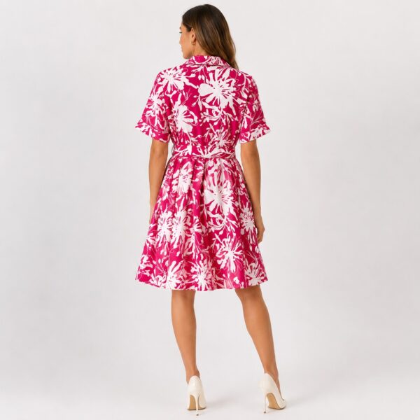 DKNY - Pink-White 3/4 Sleeve Floral Dress - Image 2