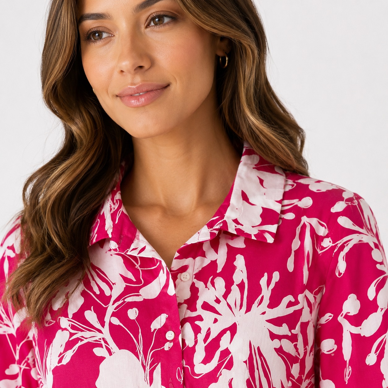 DKNY - Pink-White 3/4 Sleeve Floral Dress - Image 3