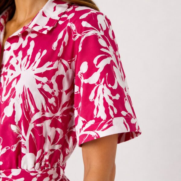 DKNY - Pink-White 3/4 Sleeve Floral Dress - Image 4