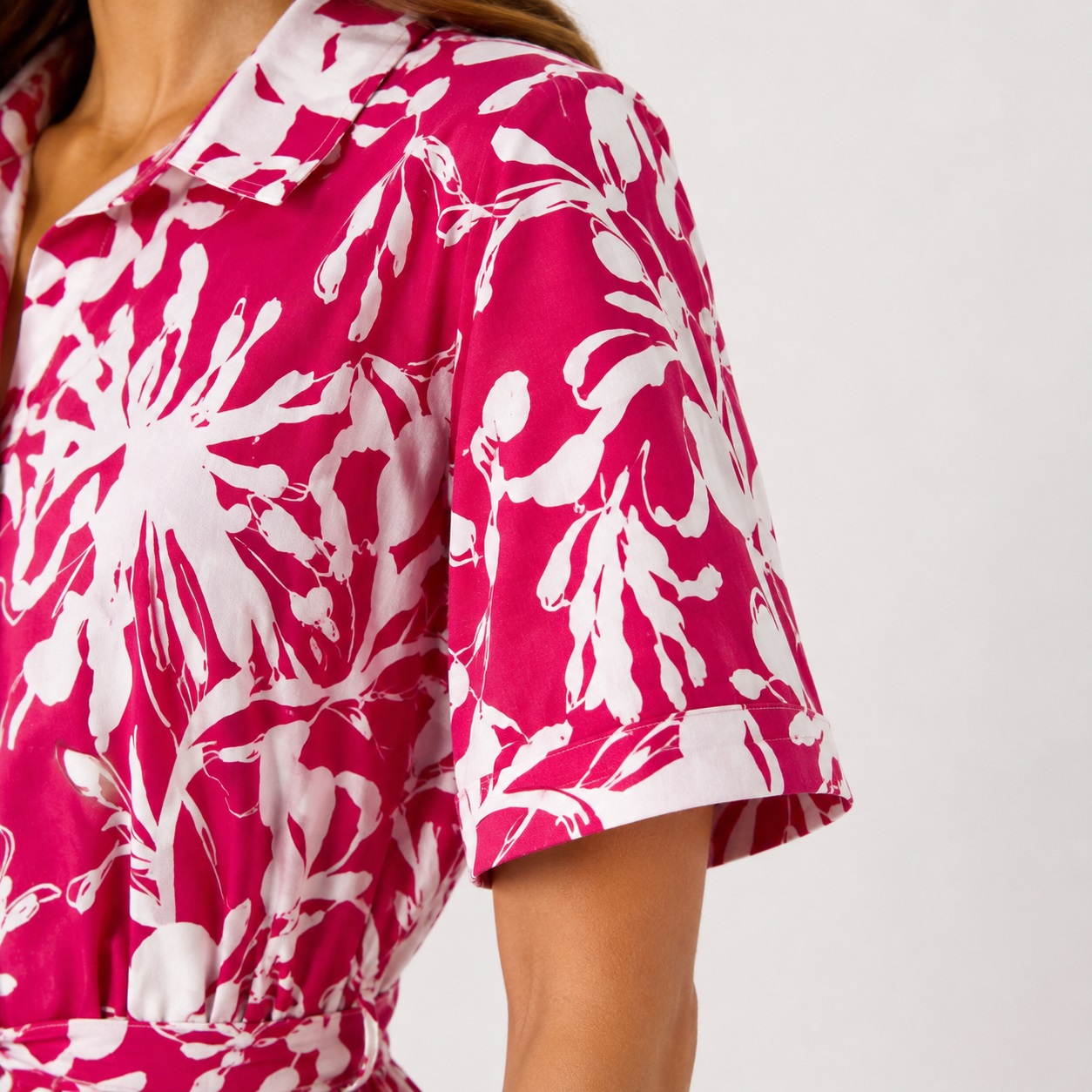 DKNY - Pink-White 3/4 Sleeve Floral Dress - Image 4