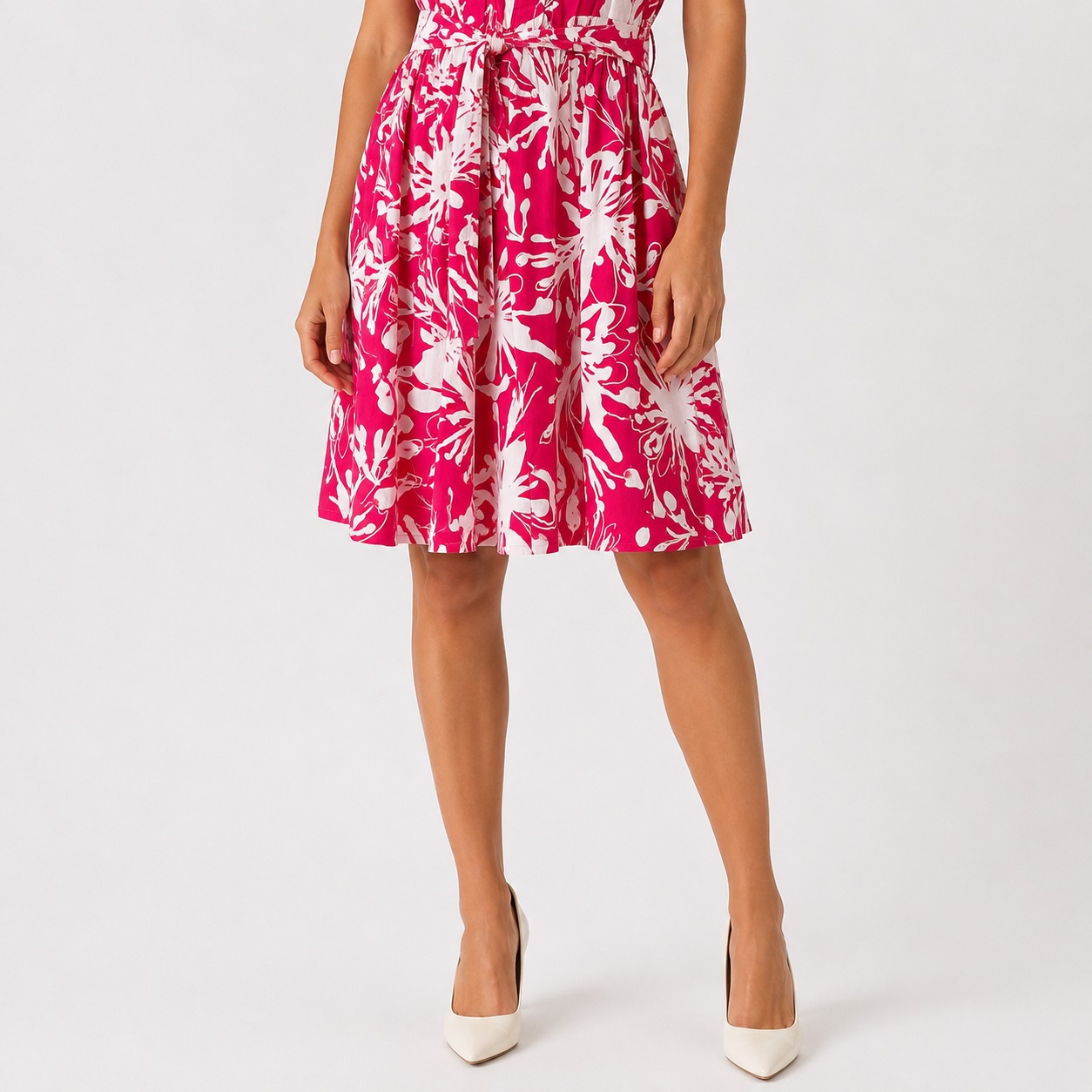 DKNY - Pink-White 3/4 Sleeve Floral Dress - Image 5