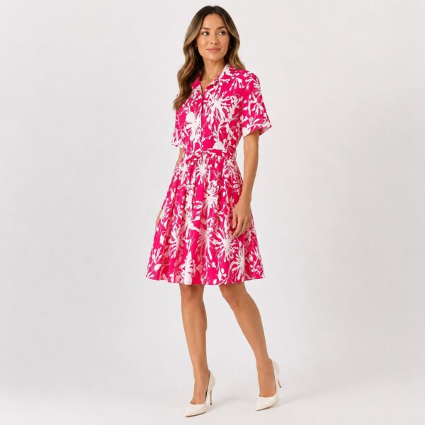 DKNY - Pink-White 3/4 Sleeve Floral Dress - Image 6