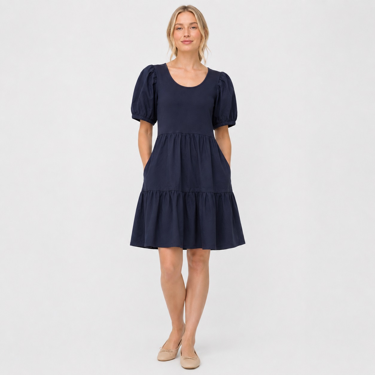 J. Crew - Navy Short Sleeve Knee Lenght Dress - Image 1