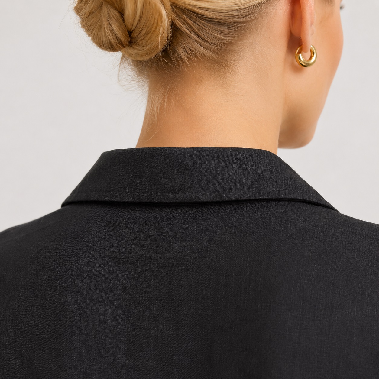 Michael Kors - Black Linen Hidden Button Shirt - Image 4