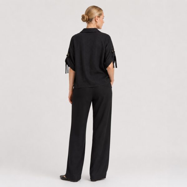 Michael Kors - Black Linen Hidden Button Shirt - Image 5