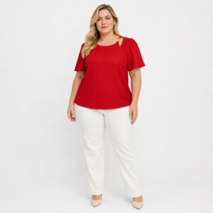 Michael Kors - Lacquer Red Short Sleeves Blouse
