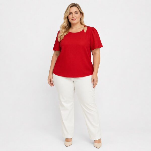 Michael Kors - Lacquer Red Short Sleeves Blouse - Image 1