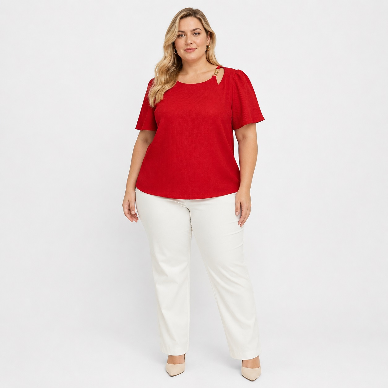 Michael Kors - Lacquer Red Short Sleeves Blouse - Image 1