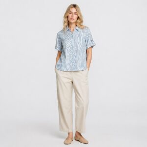 Michael Kors - Pastel Blue Linen Hidden Button Shirt