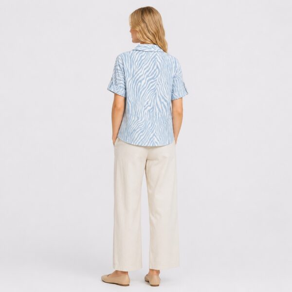 Michael Kors - Pastel Blue Linen Hidden Button Shirt - Image 5