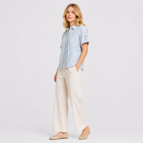 Michael Kors - Pastel Blue Linen Hidden Button Shirt - Image 6