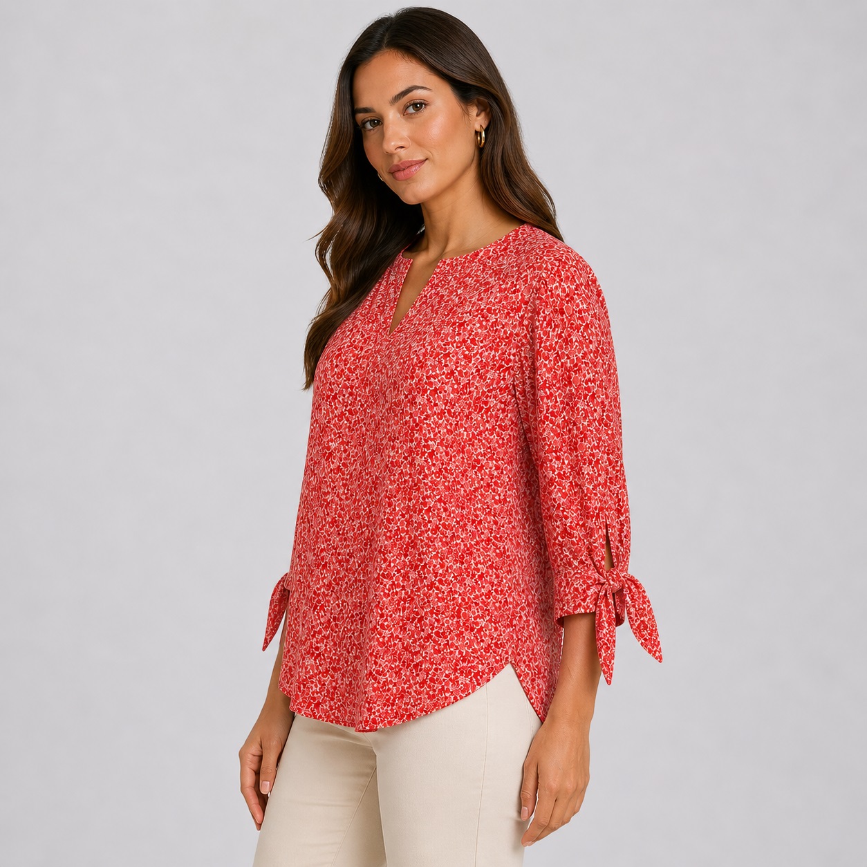Michael Kors - Sangria QS640NHKU7 Floral Print Blouse - Image 6