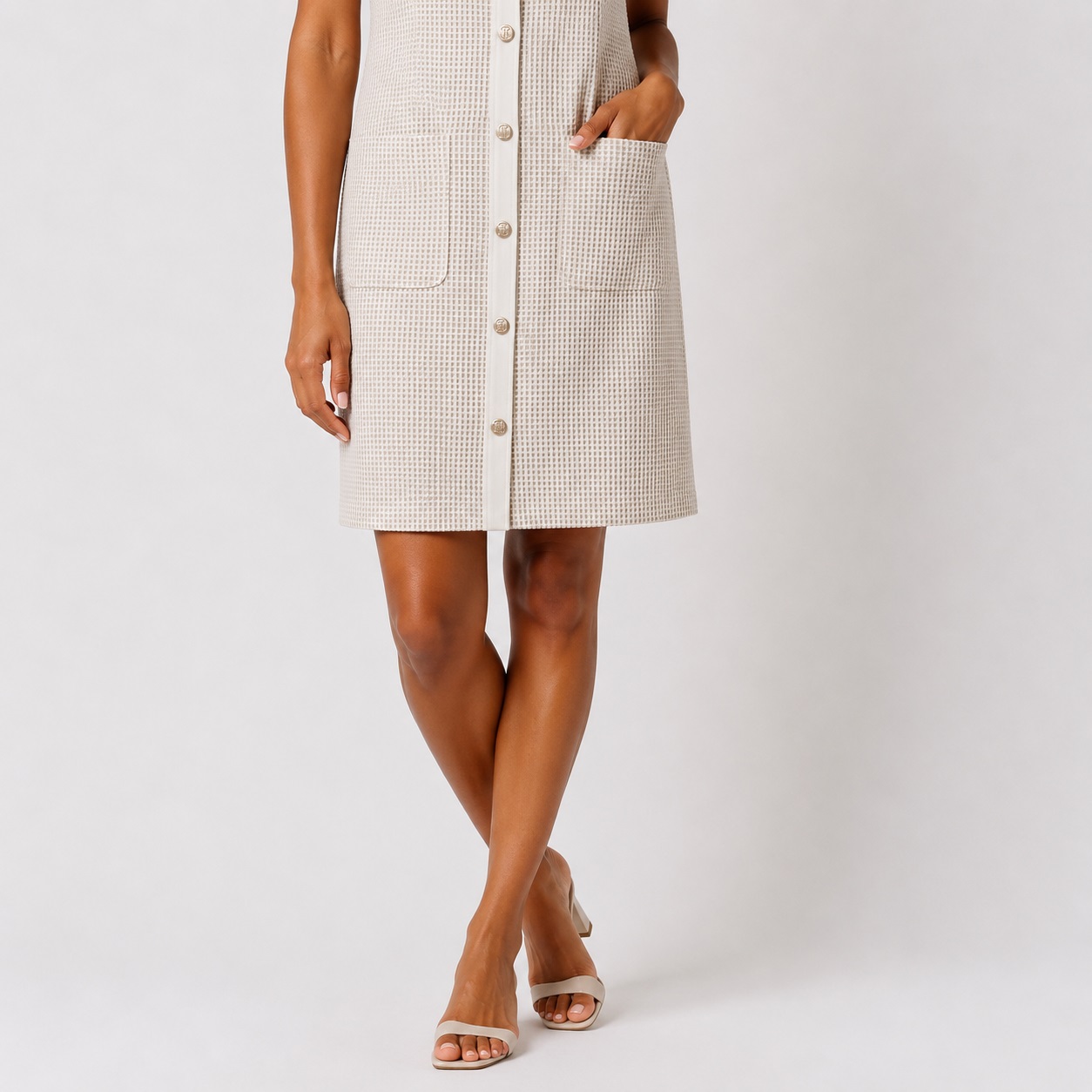 Tommy Hilfiger - Ivory-Khaki Sleeveless Dress - Image 4
