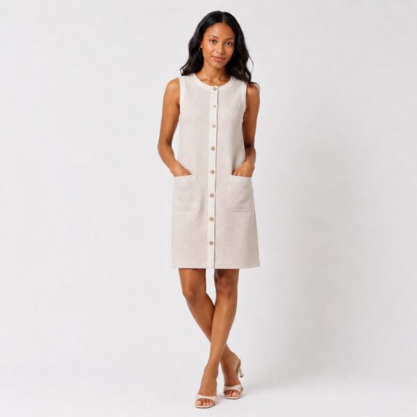 Tommy Hilfiger - Ivory-Khaki Sleeveless Dress - Image 6