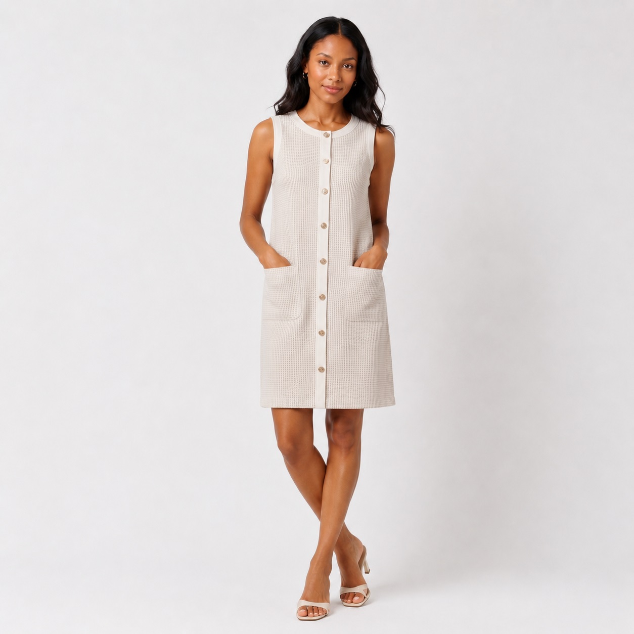 Tommy Hilfiger - Ivory-Khaki Sleeveless Dress - Image 6