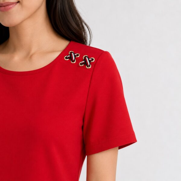Tommy Hilfiger - Scarlet Red T-Shirt X Detail Dress - Image 3