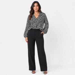 Vince Camuto - Lucent White V-neck Long Sleeve Blouse
