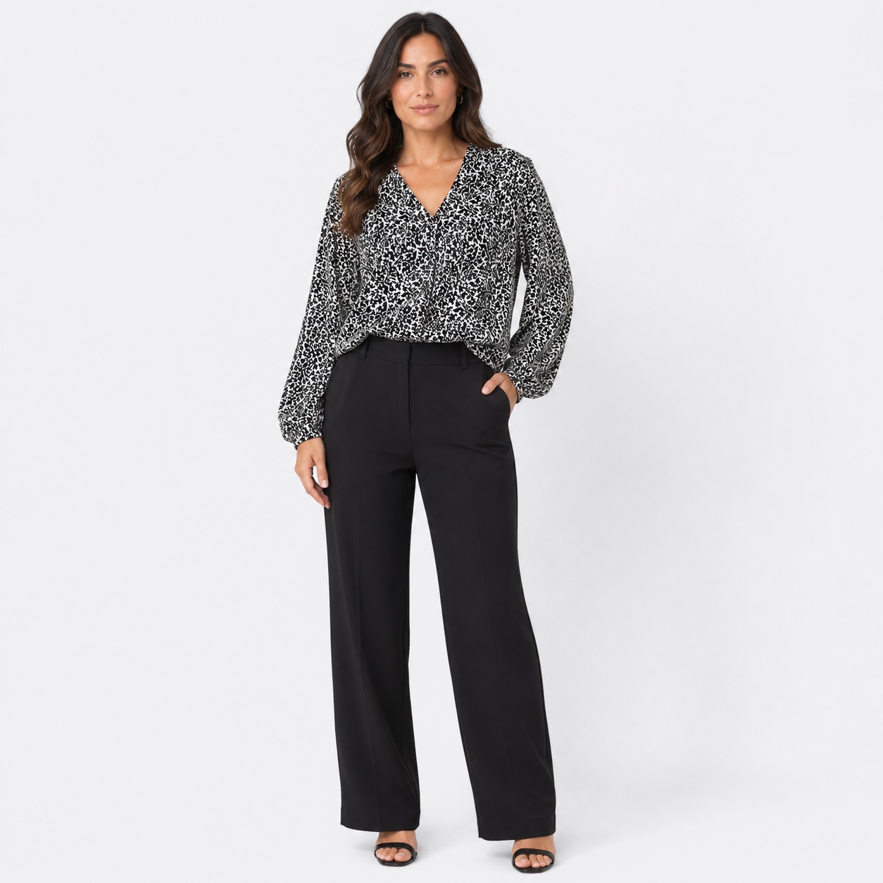 Vince Camuto - Lucent White V-neck Long Sleeve Blouse - Image 1