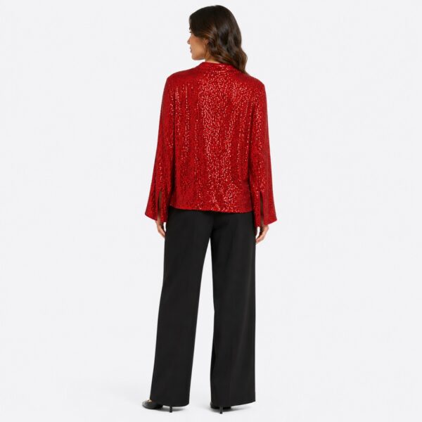 Vince Camuto - Red Sequin Long Sleeves Blouse - Image 2