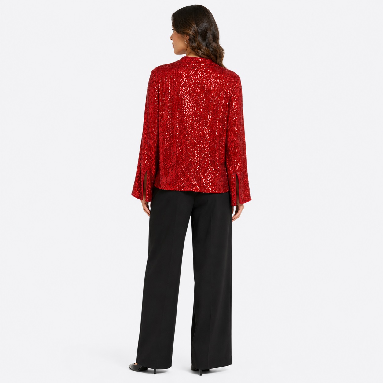 Vince Camuto - Red Sequin Long Sleeves Blouse - Image 2