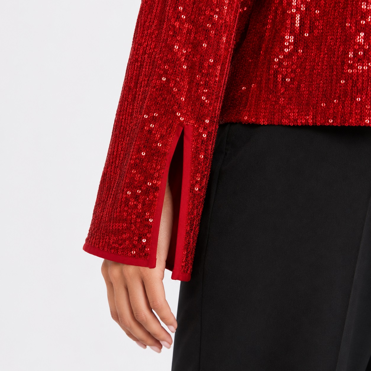 Vince Camuto - Red Sequin Long Sleeves Blouse - Image 4