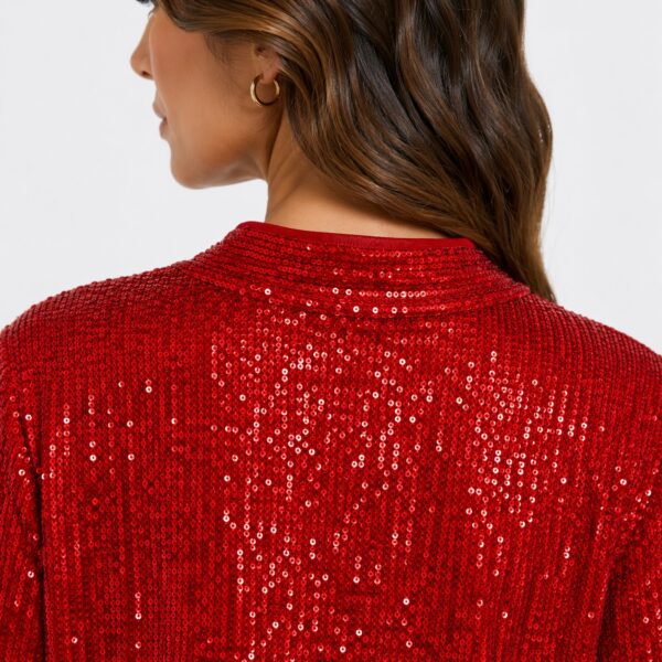 Vince Camuto - Red Sequin Long Sleeves Blouse - Image 5