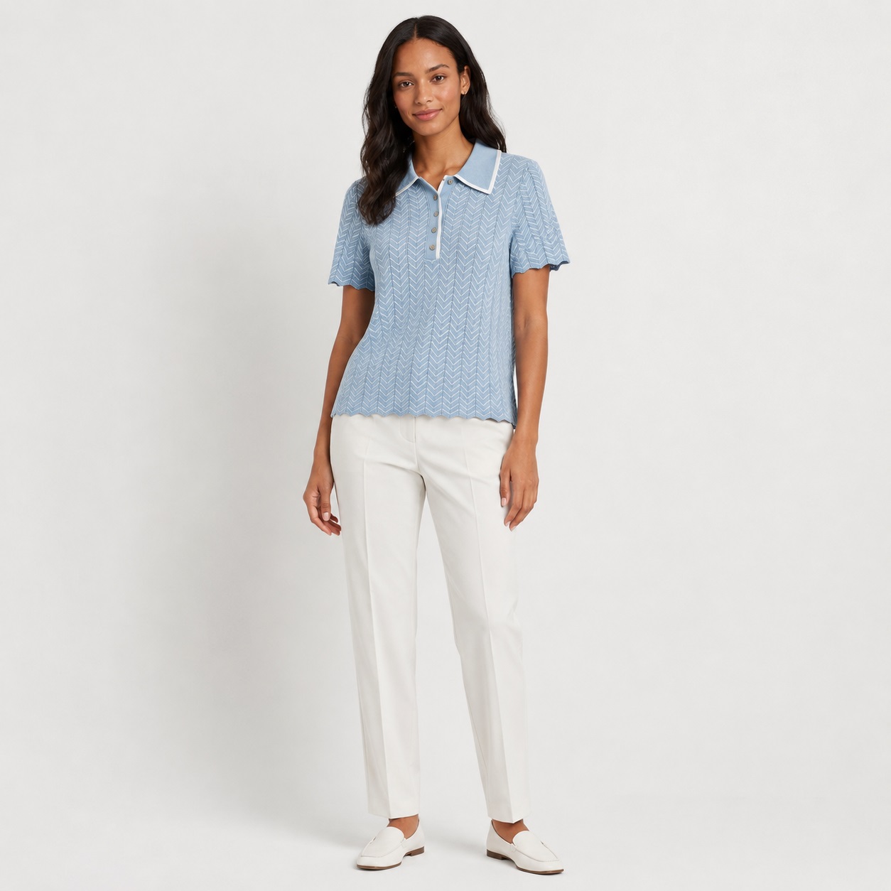 Adrianna Papell - Quite Tide Short Sleeve Polo Shirt - Image 1