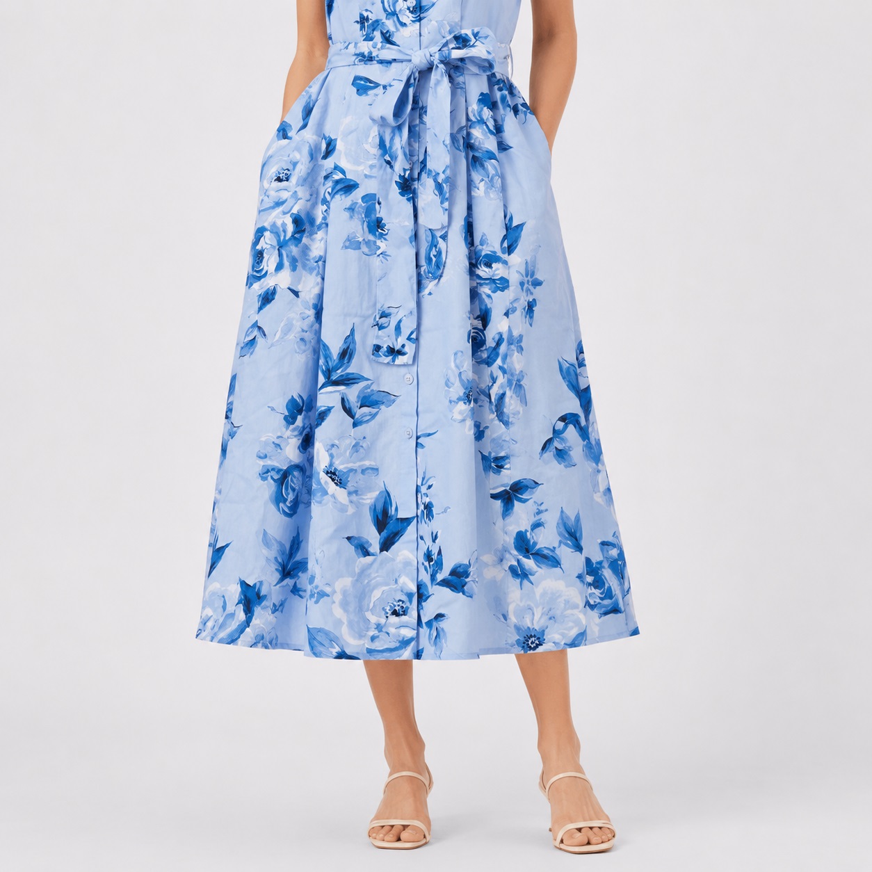 Calvin Klein - Blue Floral Sleeveless Dress - Image 3