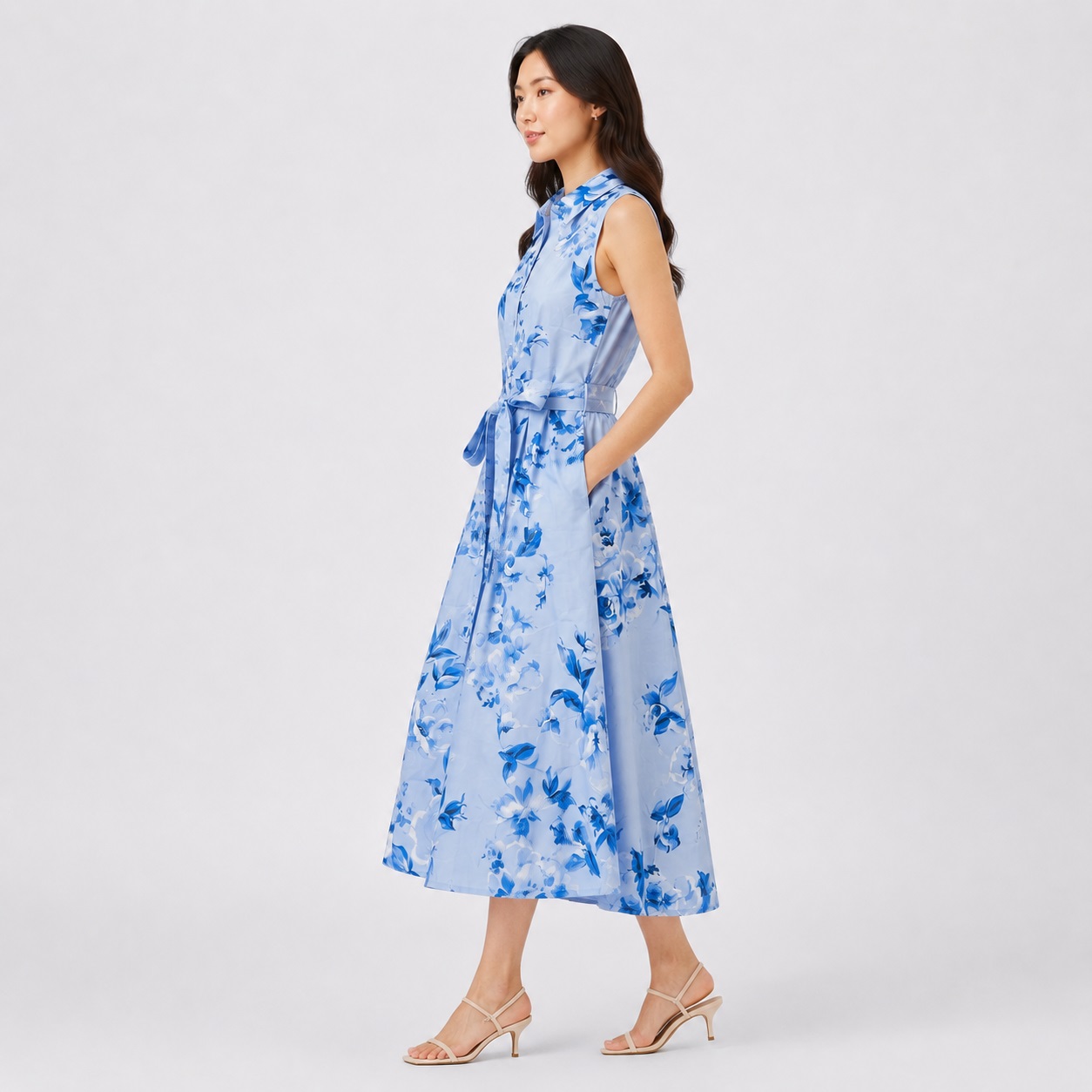 Calvin Klein - Blue Floral Sleeveless Dress - Image 6