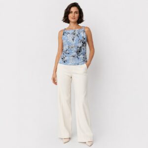 Calvin Klein - Blue Floral Twisted Straps Top