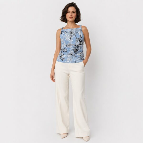Calvin Klein - Blue Floral Twisted Straps Top - Image 1