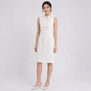 Calvin Klein - Cream White Bow Detail Sleeveless Dress