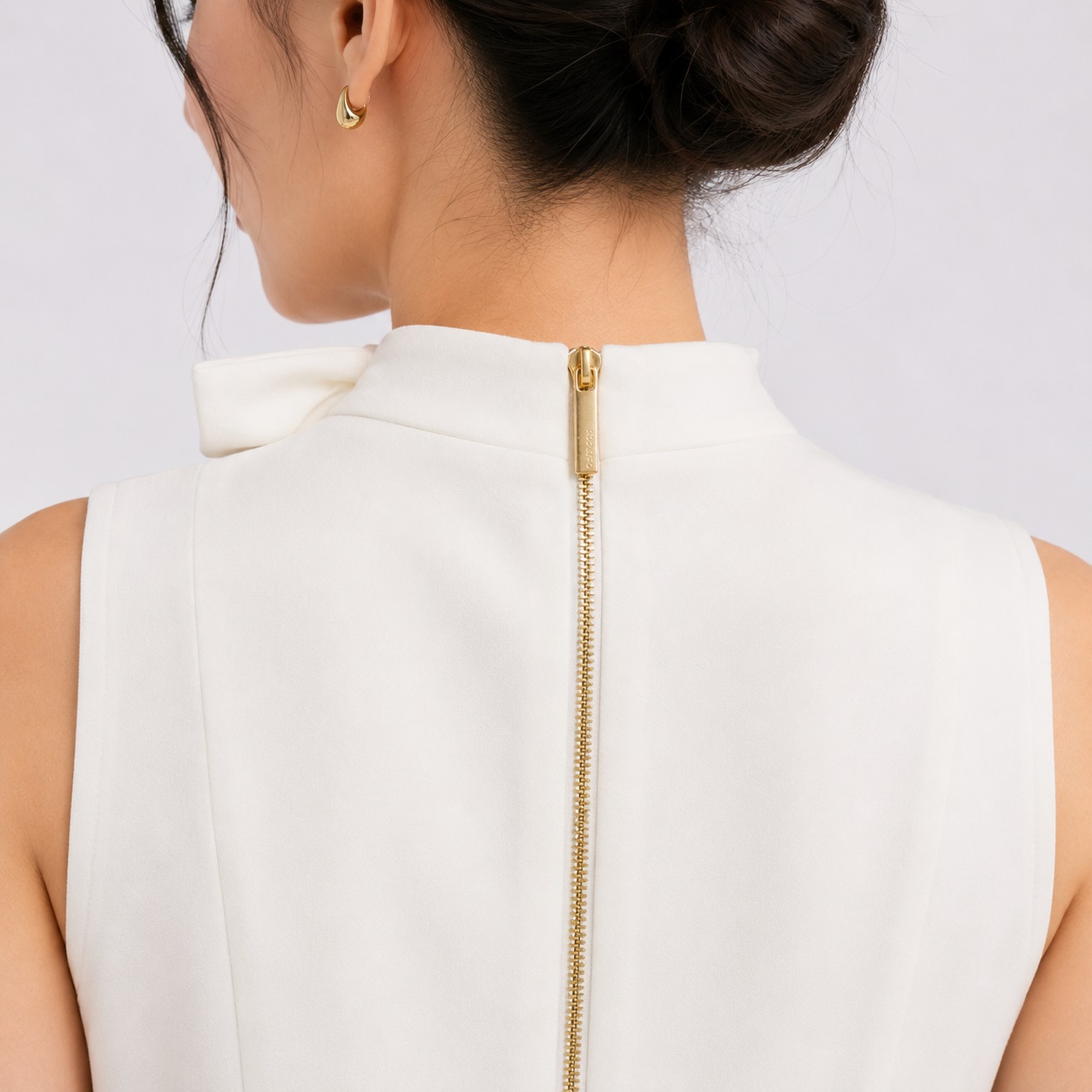 Calvin Klein - Cream White Bow Detail Sleeveless Dress - Image 4