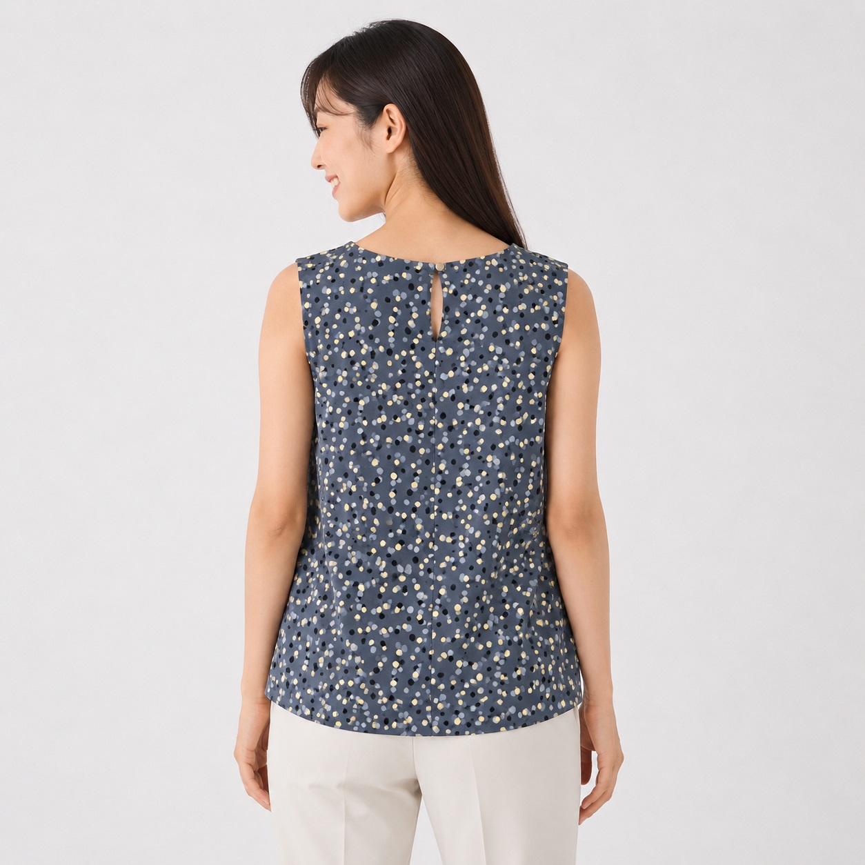 Calvin Klein - Gray Multicolor Dots Sleeveless Top - Image 3