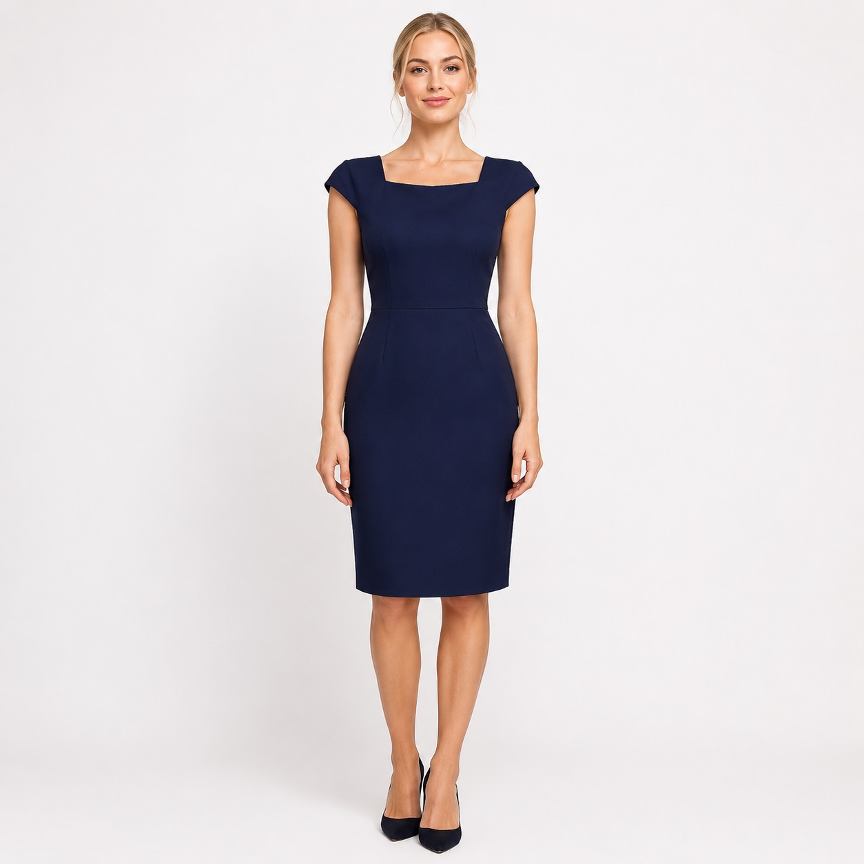 Calvin Klein - Indigo Cap Sleeves Sheath Dress - Image 1