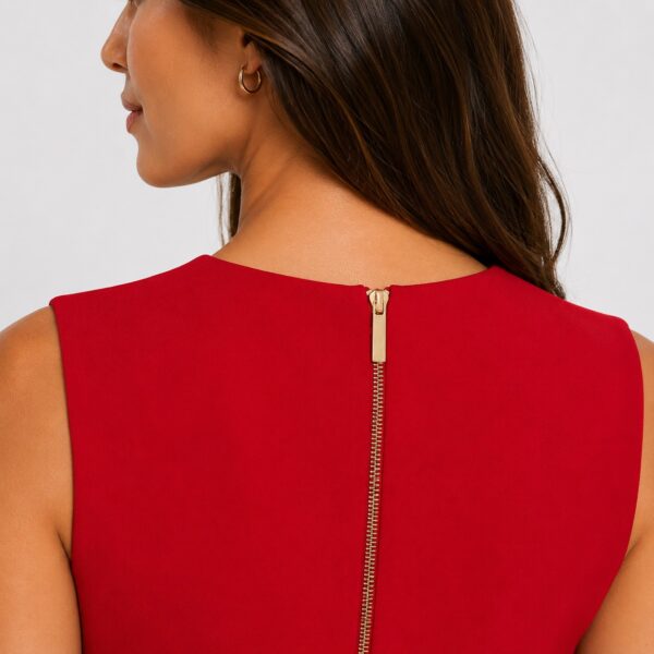 Calvin Klein - Red Knee-Length Sleeveless Sheath Dress - Image 4