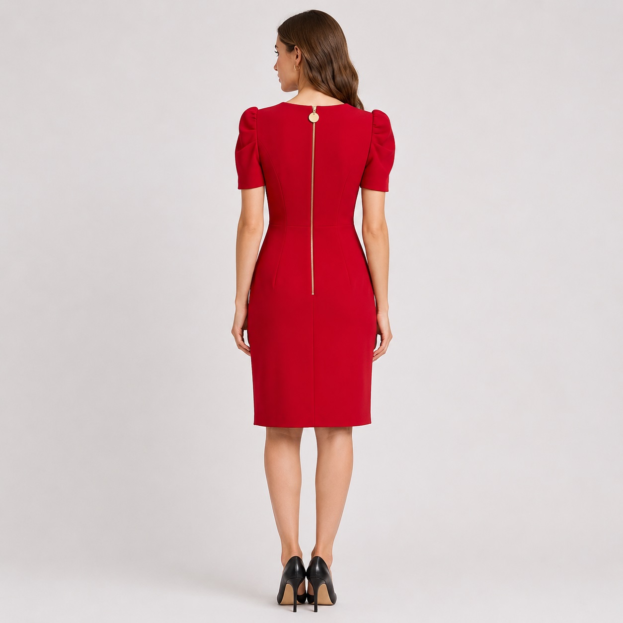 Calvin Klein - Red Short Sleeve Sheath Dress - Image 5