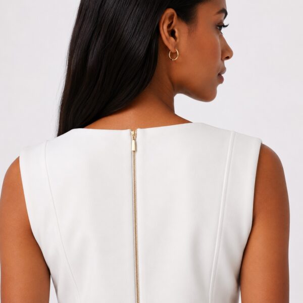 Calvin Klein - Cream Knee-Length Sleeveless Dress - Image 4