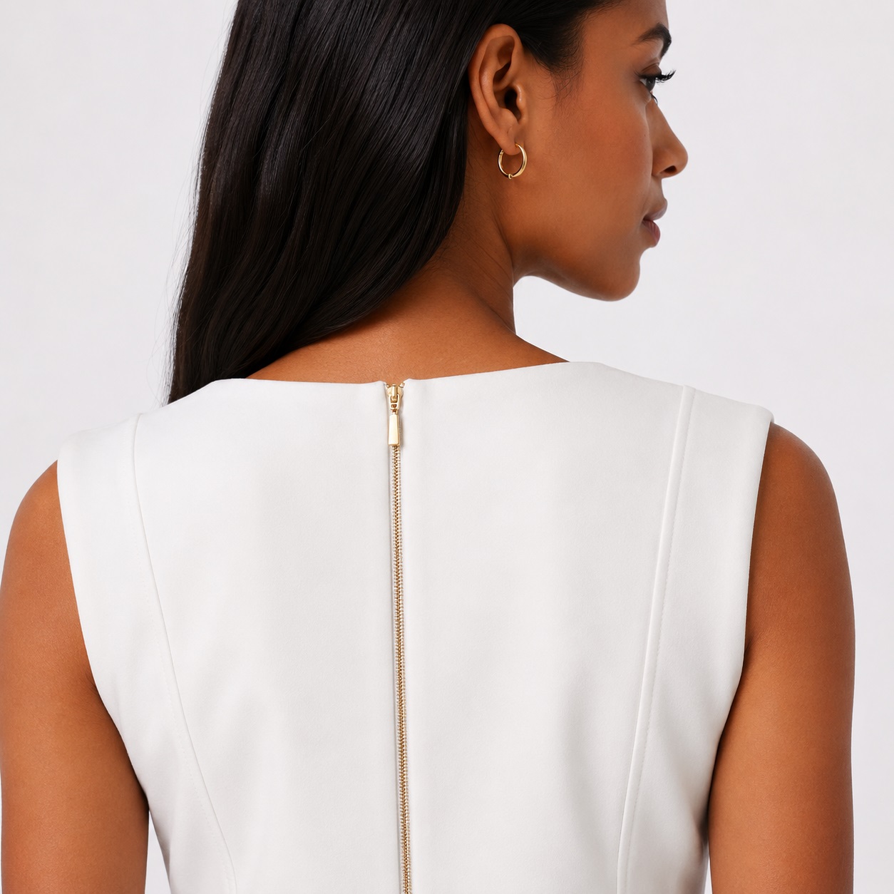Calvin Klein - Cream Knee-Length Sleeveless Dress - Image 4