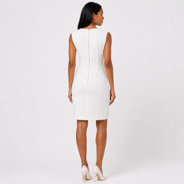 Calvin Klein - Cream Knee-Length Sleeveless Dress - Image 5