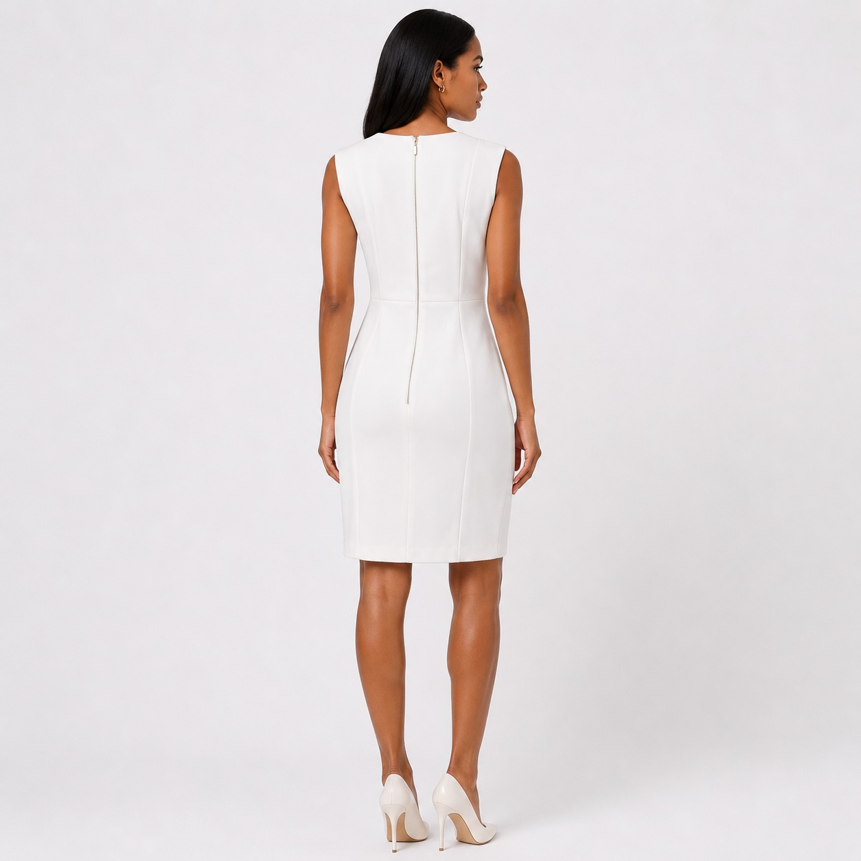 Calvin Klein - Cream Knee-Length Sleeveless Dress - Image 5