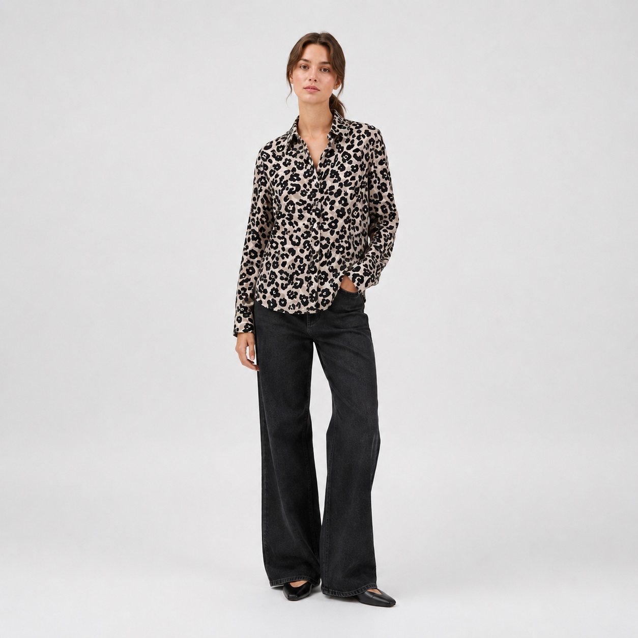 DKNY Jeans - Cheetah-Print Button Down Shirt - Image 1