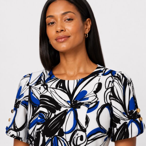 DKNY - Multicolor Floral Short Sleeves Sheath Dress - Image 2